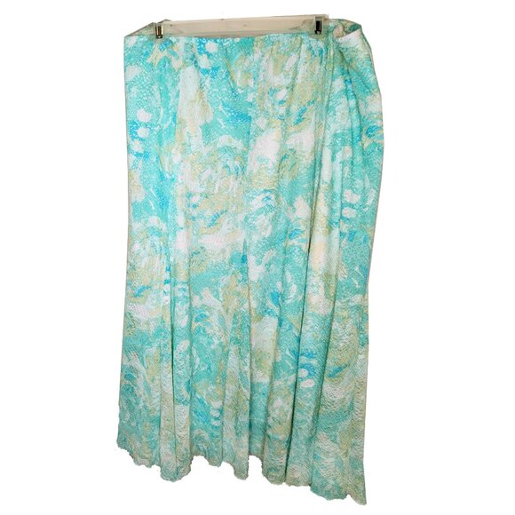 Ruby Rd. self-lined blue turquoise, yellow net skirt size 18 - Picture 2 of 3